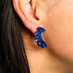 Nymph Royal Blue Angel Wings Vintage Glass Earrings – view 5