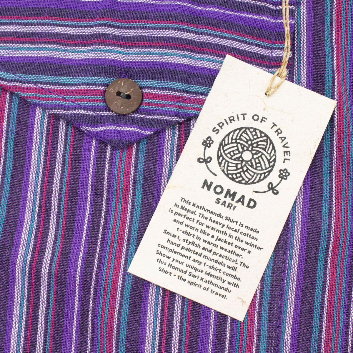 Nomad Sari Grandad Shirt - Black Purple - Large – view 8