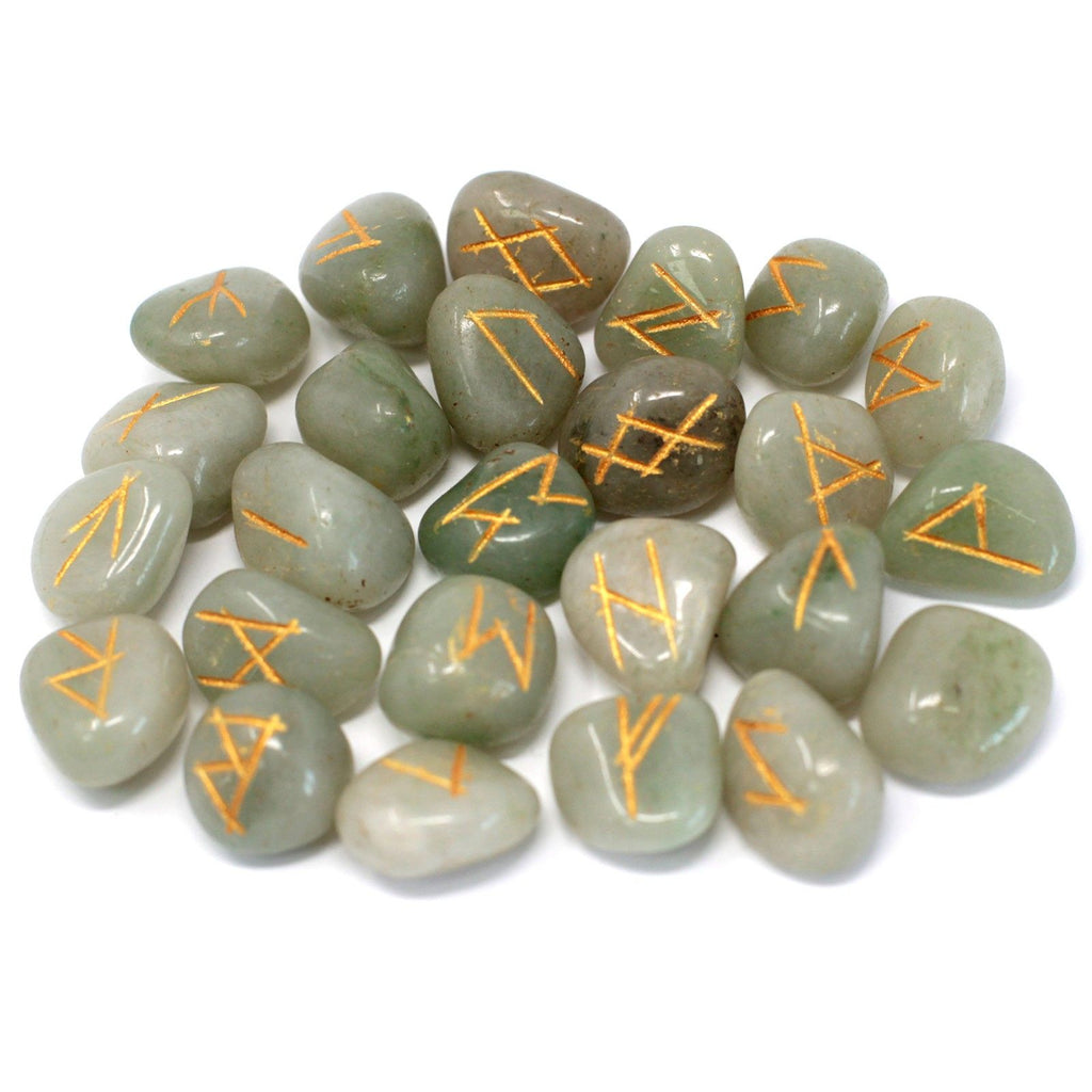 Green Aventurine Rune Set in Cotton Pouch – view 2