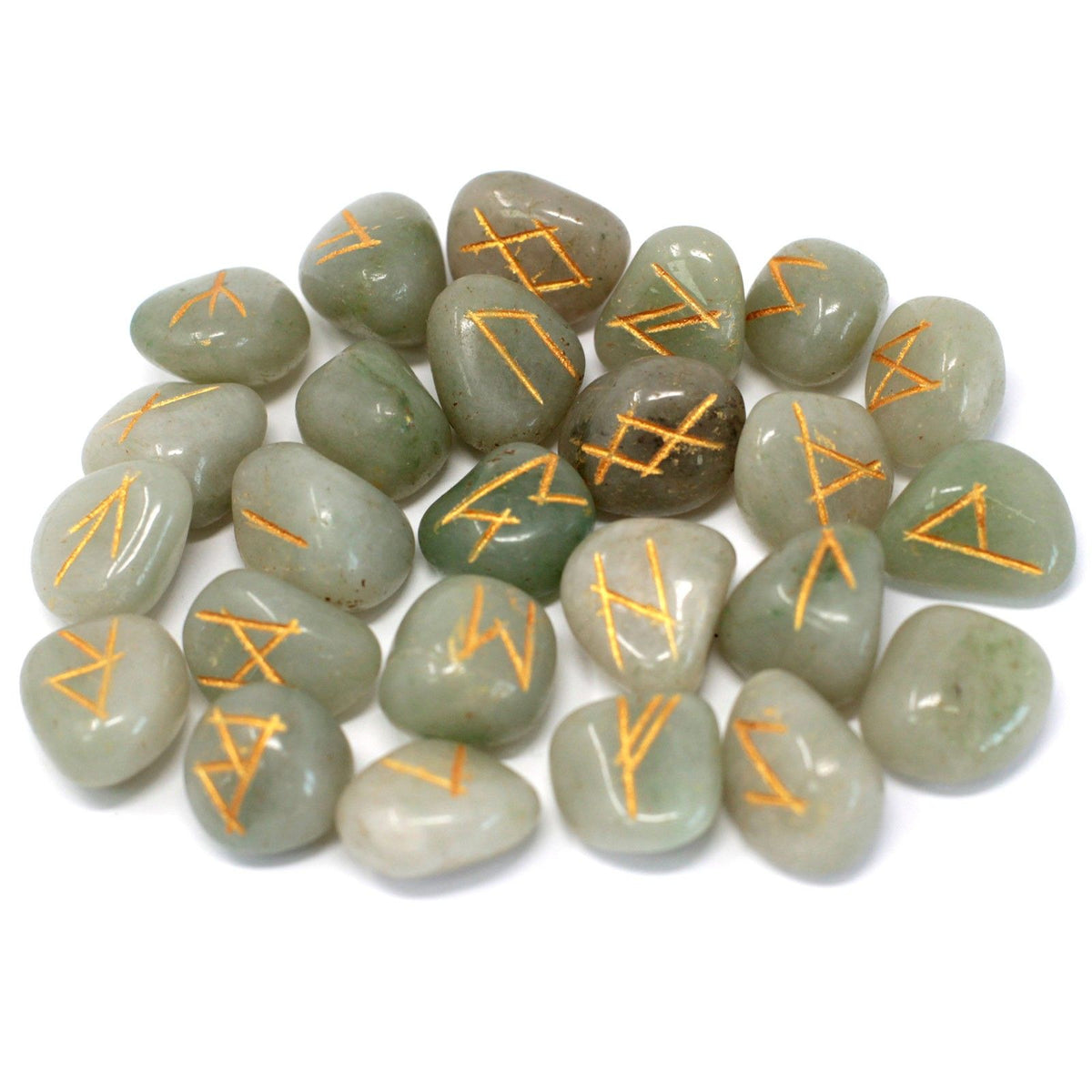 Green Aventurine Rune Set in Cotton Pouch – view 2