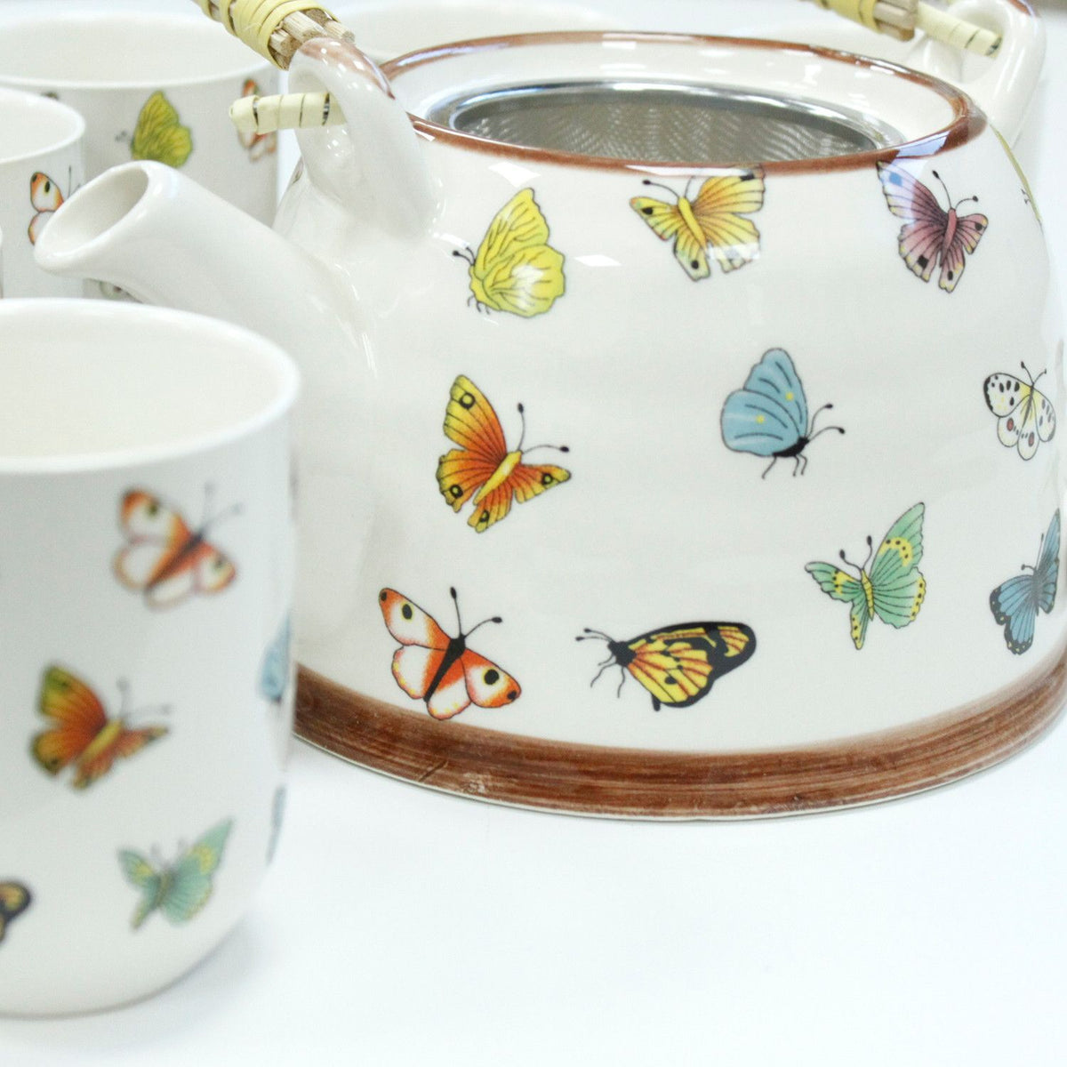 Ceramic Herbal Teapot Set with 6 Cups - Butterflies – view 3