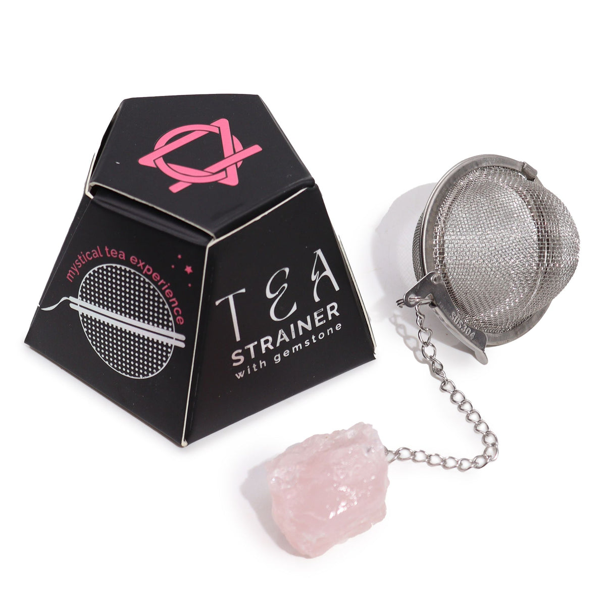 Rose Quartz Raw Crystal Tea Strainer – view 5