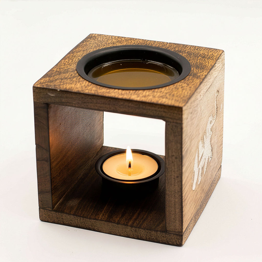 Square Mango Wood Oil Burner - Elephant – view 5