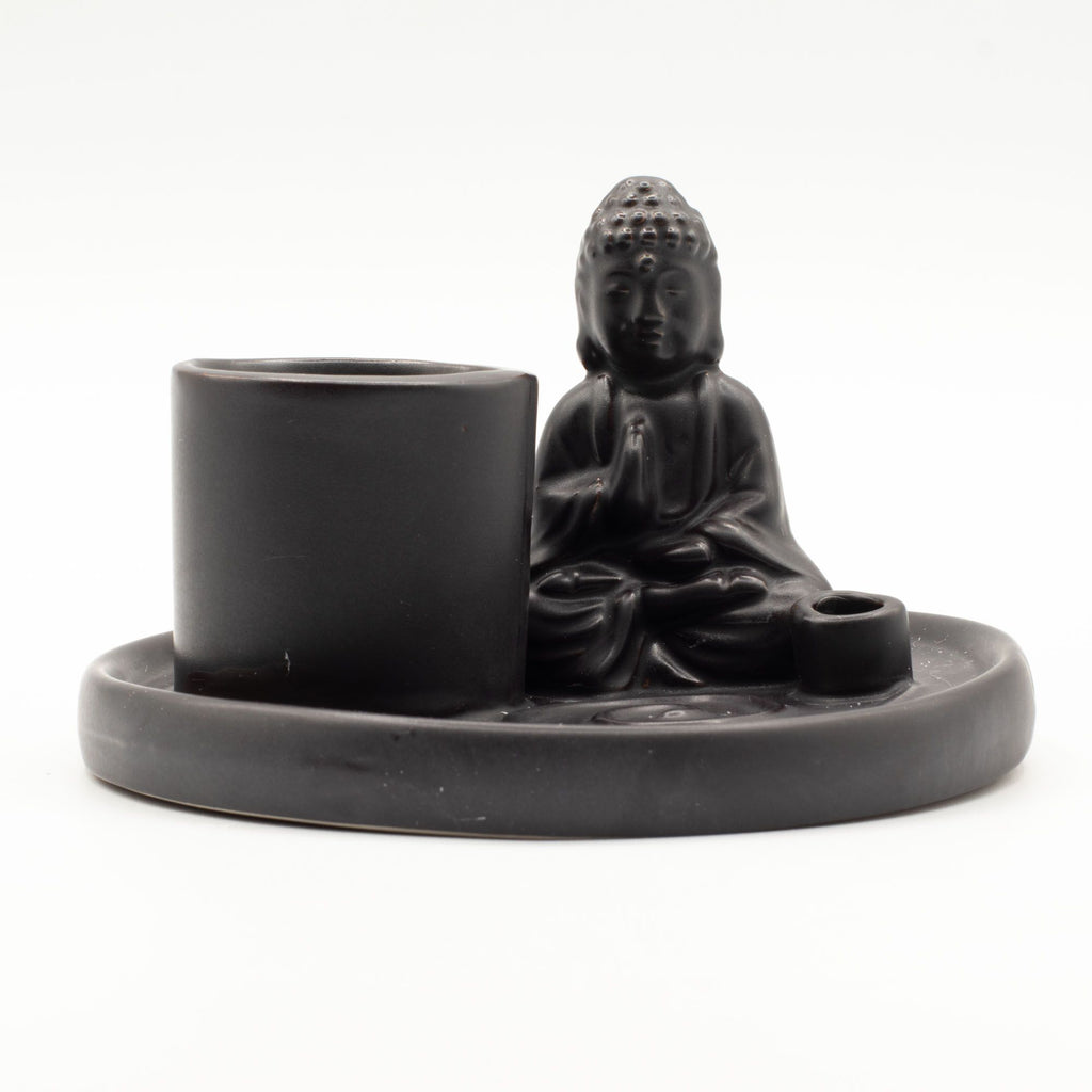 Ceramic Buddha Incense Plate - Matt Black – view 8