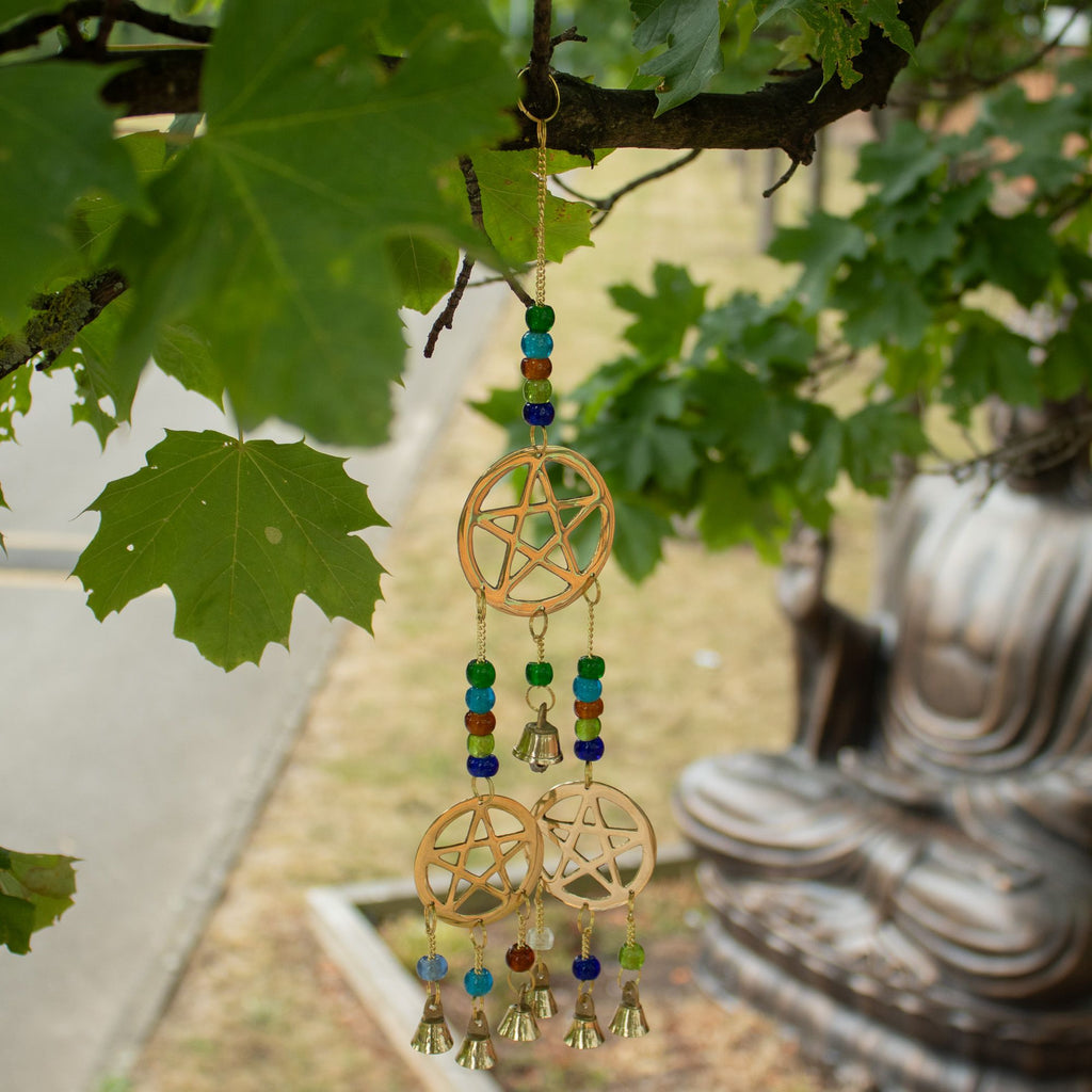 Brass Tri-Pentagram Wind Chime - 7 Bells, 9.5x32cm – view 5