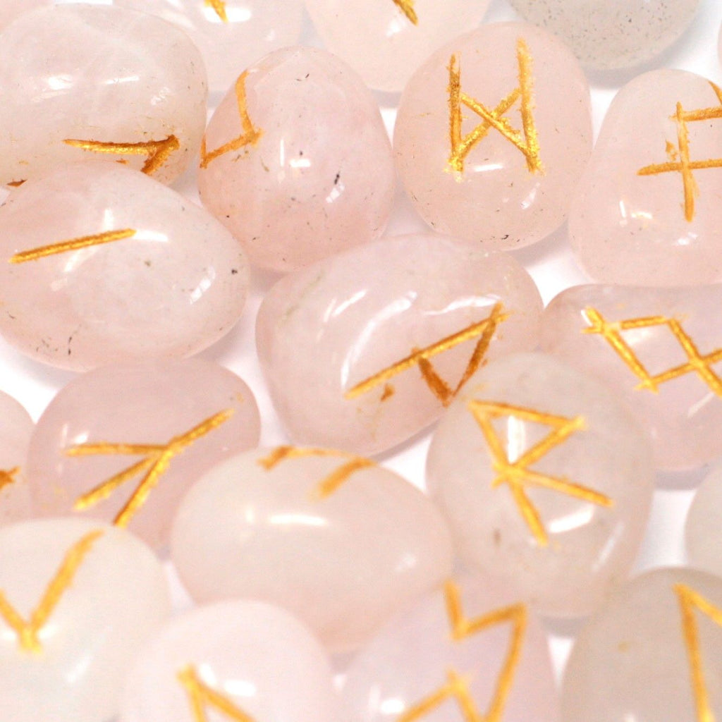 Rose Quartz Rune Set in Cotton Pouch – view 3