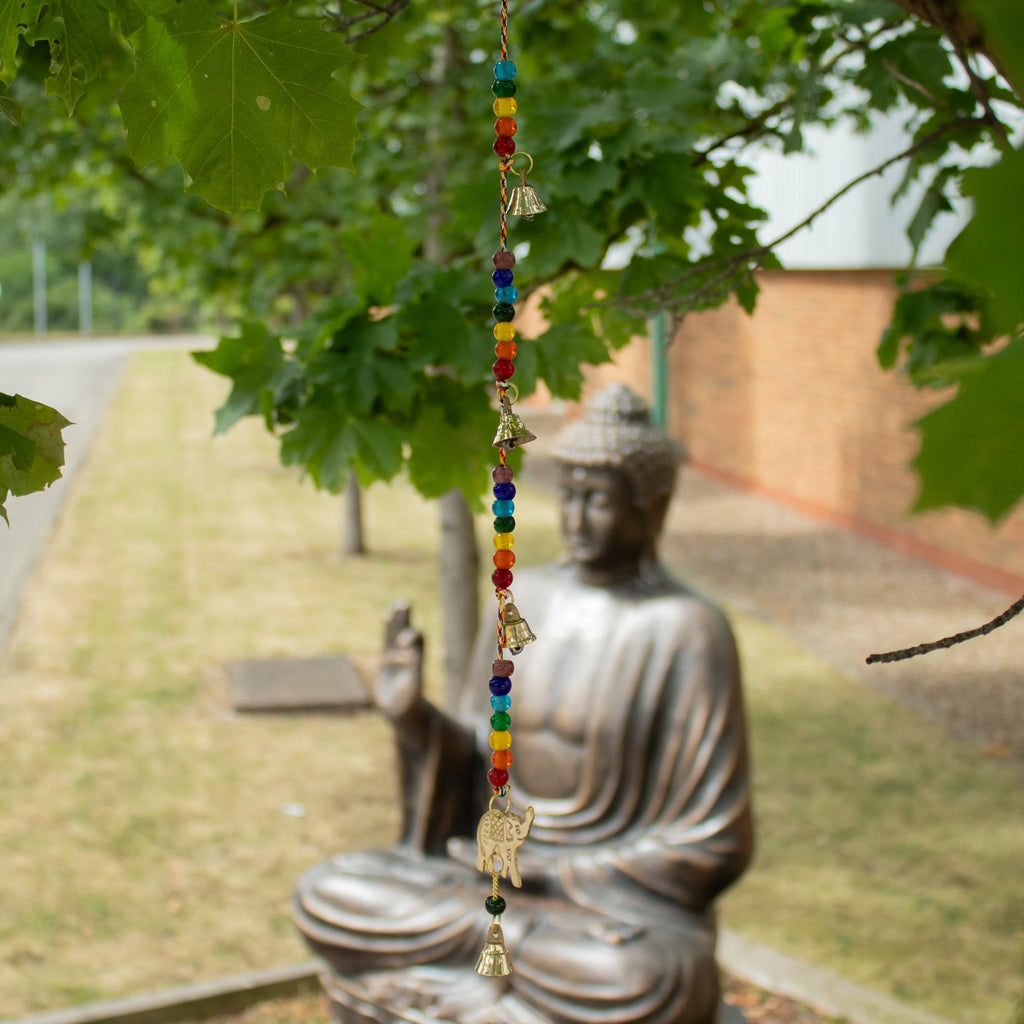 Brass Elephant Wind Chime with Chakra Beads, 53cm – view 4