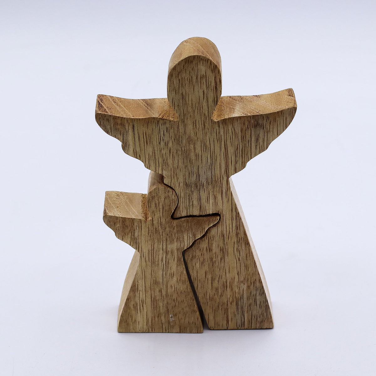 Mango Wood Angel in Angel, White Enamel, 15x2cm – view 2