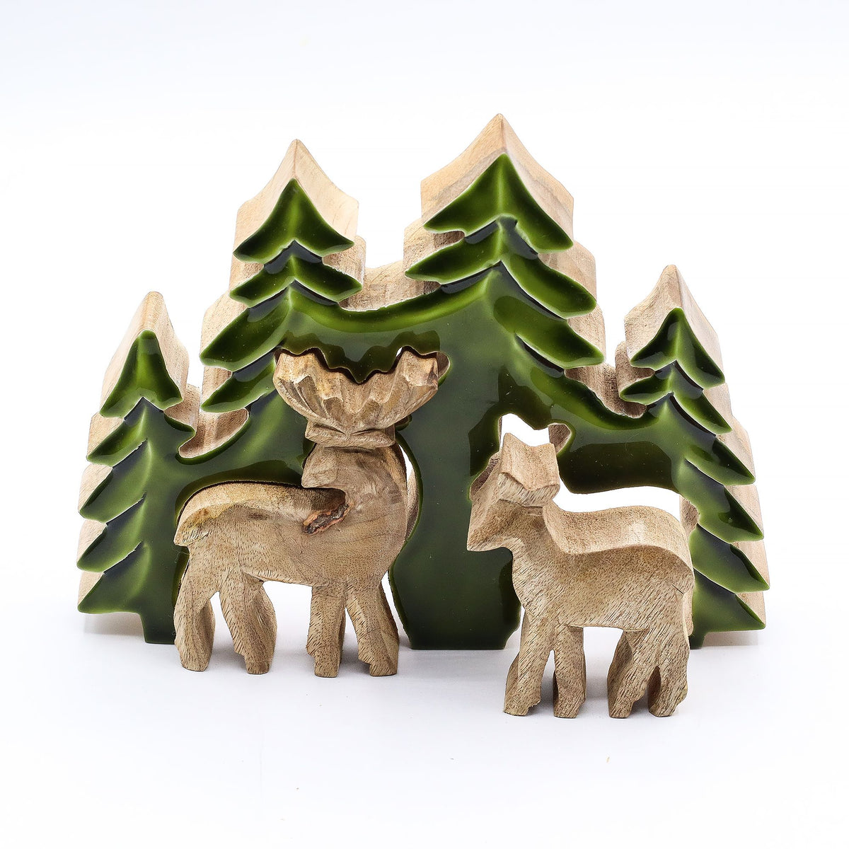 Two Deer in the Forest Wooden Decoration - 18 x 23 cm – view 4