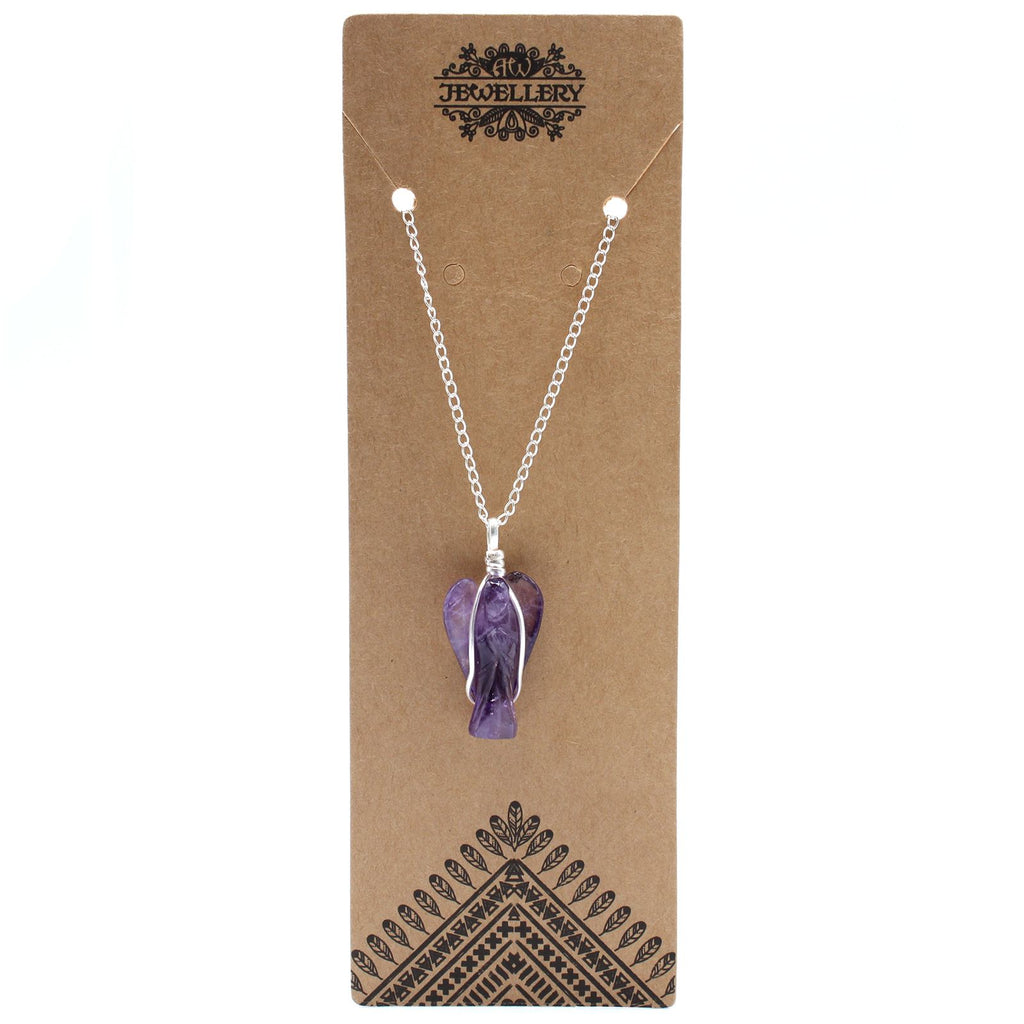 Amethyst Guardian Angel Gemstone Pendant Necklace