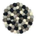 Felt Ball Round Coasters 10cm - Grey Multi (Set of 4)