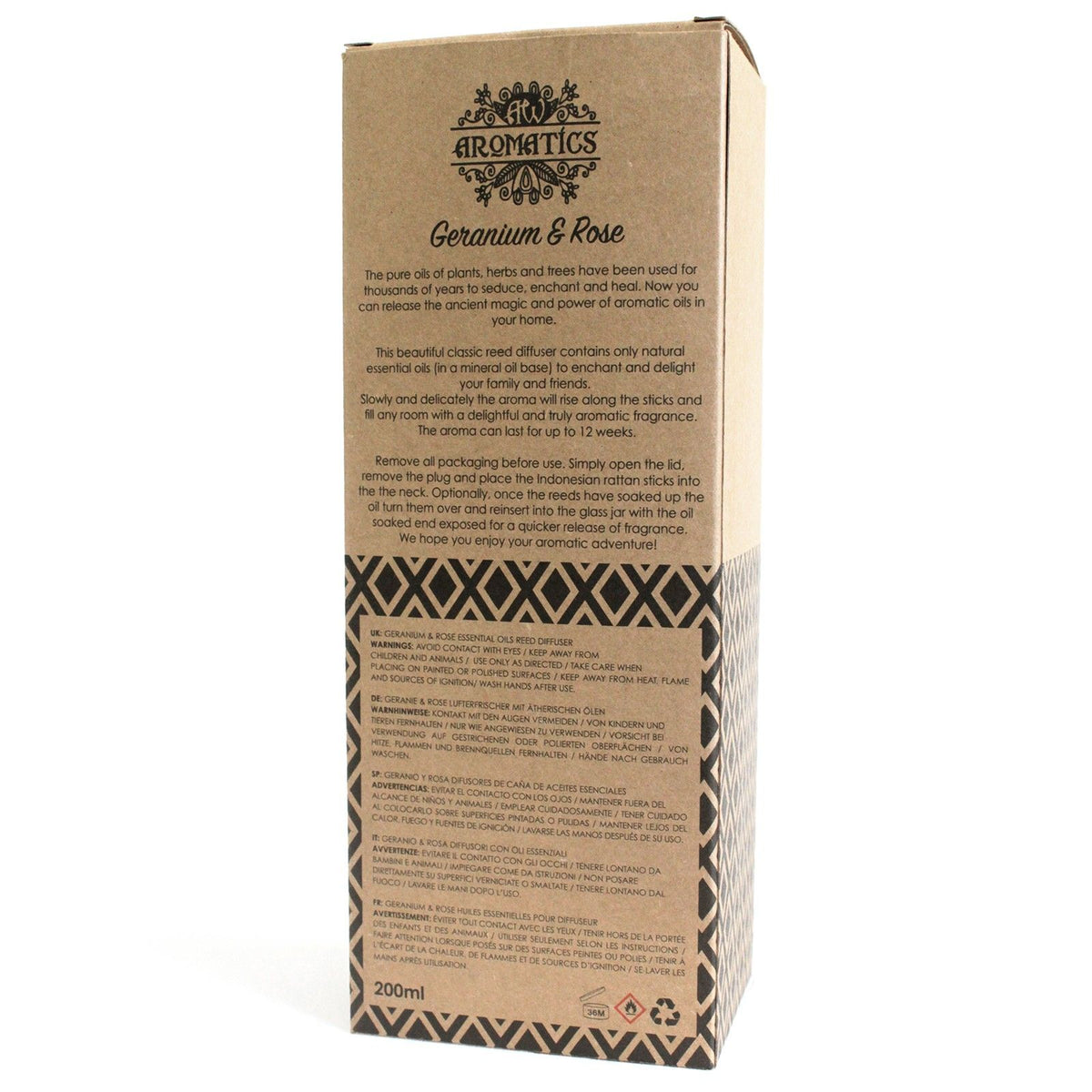Geranium and Rose Essential Oil Reed Diffuser 200ml – view 2