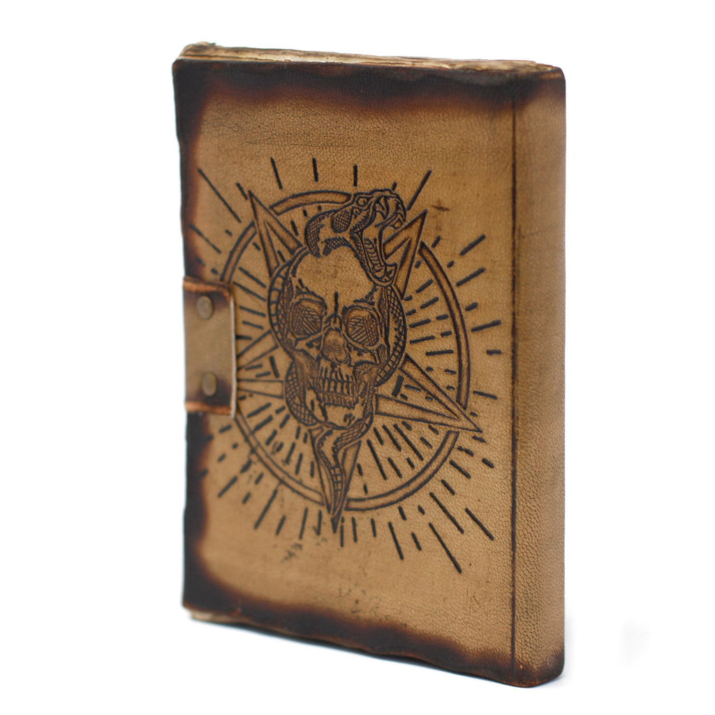 Leather Pentagon & Skull Notebook, Burnt Edge – 13x17.5 cm – view 8