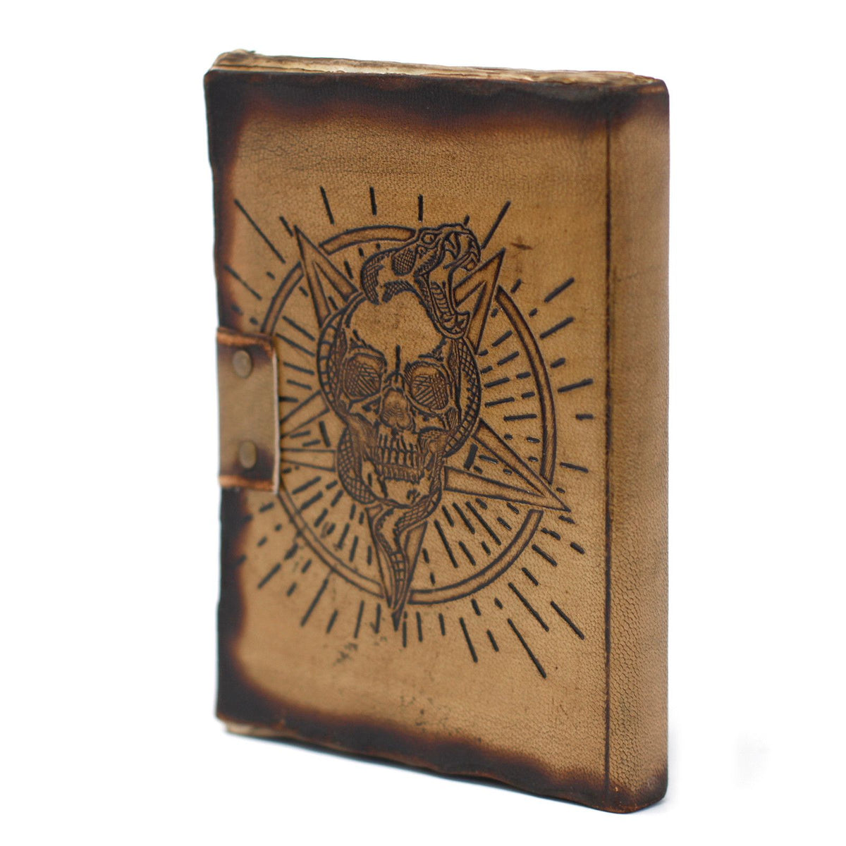 Leather Pentagon & Skull Notebook, Burnt Edge – 13x17.5 cm – view 8
