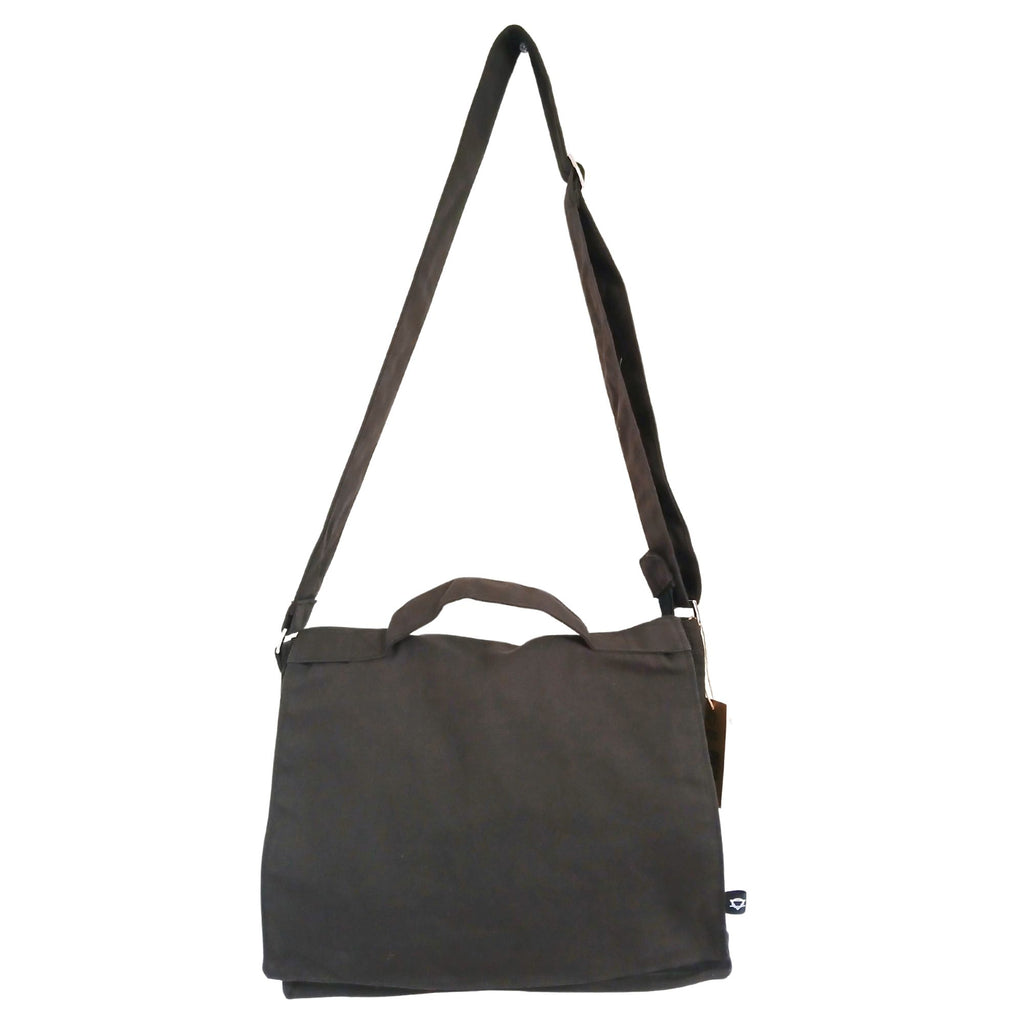 Cotton Canvas Laptop Messenger Bag - Charcoal – view 3