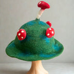 Felted Wool Mushroom Hat - Moss Mountain Green
