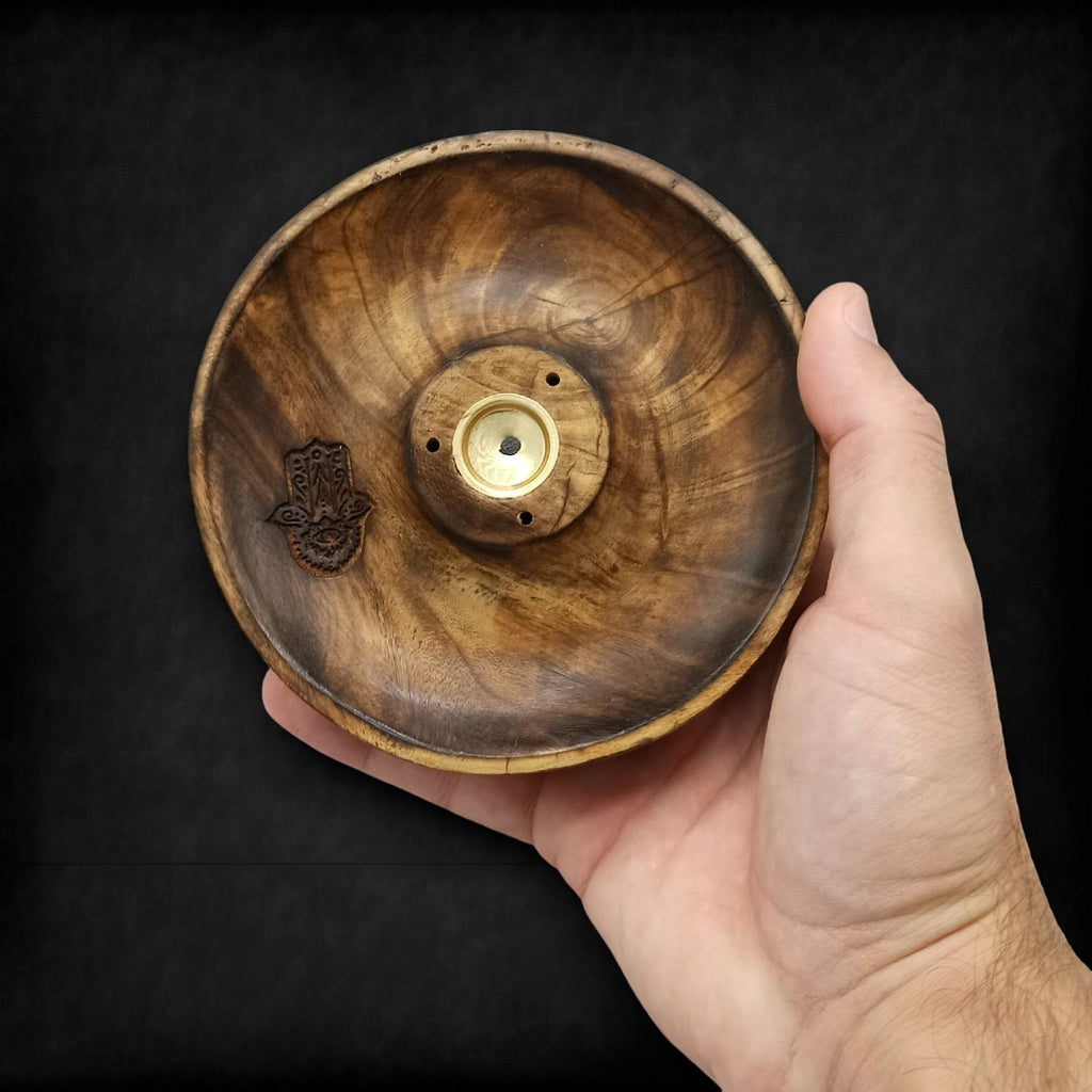 Hamsa Incense Stick & Cone Burner Disc - Mango Wood – view 2