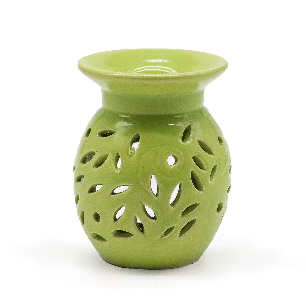 Floral Ceramic Oil Burner - Lime – view 2