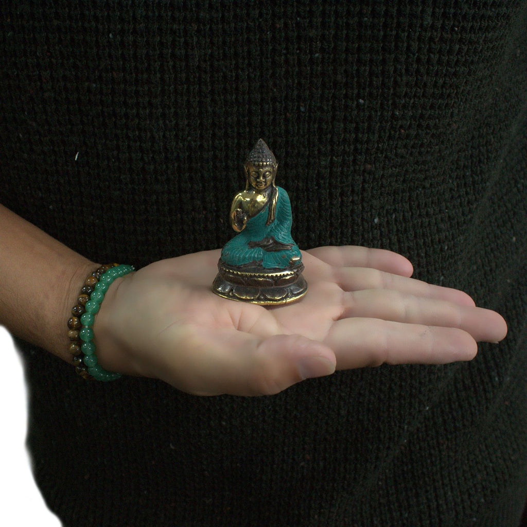 Brass Sitting Buddha Statue – Mini, Hand Raised – view 2