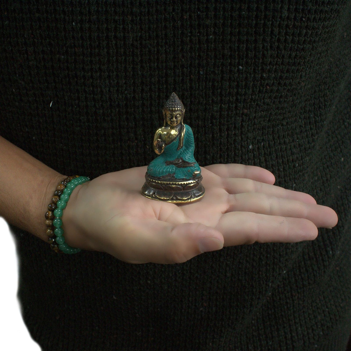 Brass Sitting Buddha Statue – Mini, Hand Raised – view 2