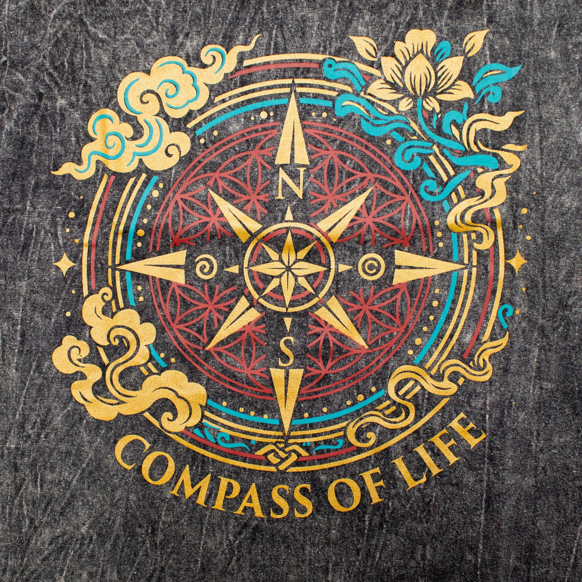 Nomad Sari Stonewashed T-Shirt - Compass of Life - Charcoal - XL – view 2