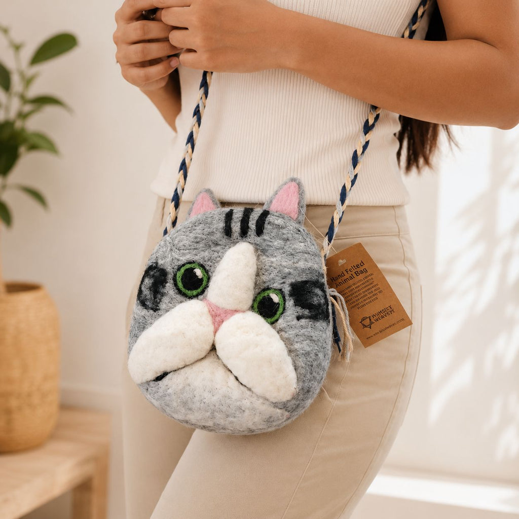 Felted Cat Bag with Braided Strap