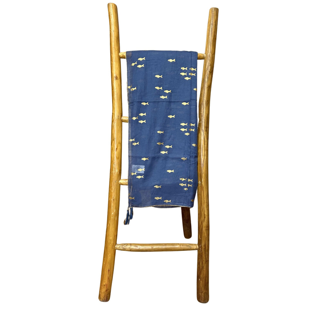 Nomad Sari Sea Blue Pareo with Gold Fish Design – view 8