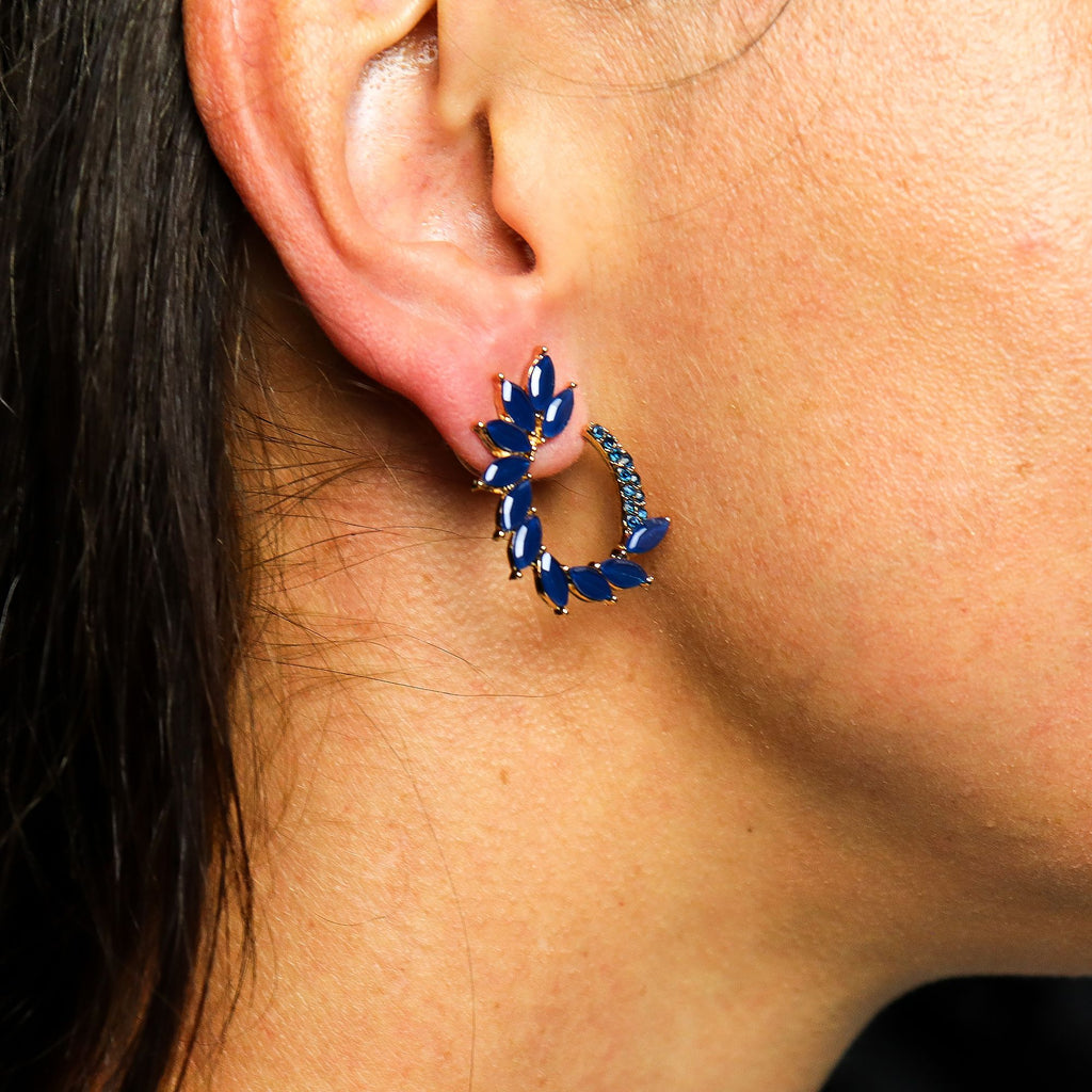 Nymph Royal Blue Loop Vintage Glass Earrings – view 2