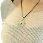 Sun Worship Amethyst Pendant Necklace Silver Plated Cord – view 3