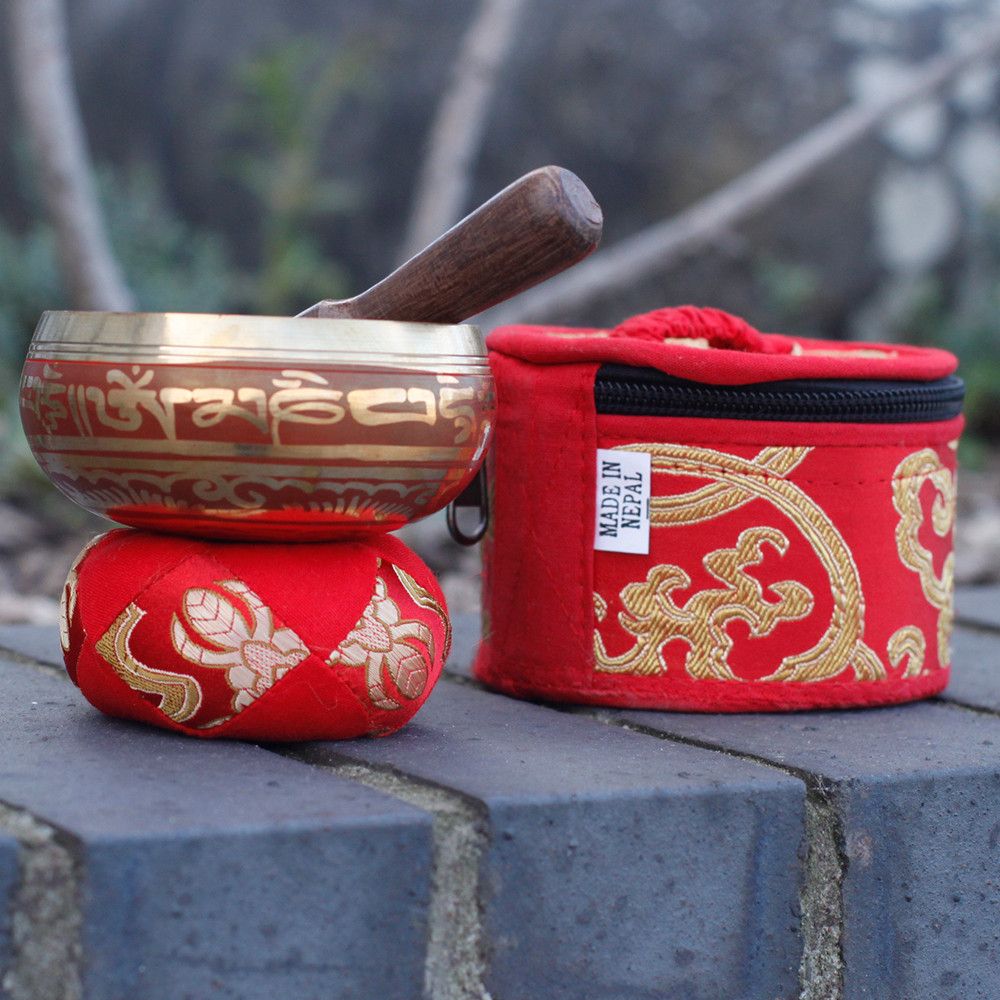 Mini Singing Bowl Gift Set - Red Pouch – view 3