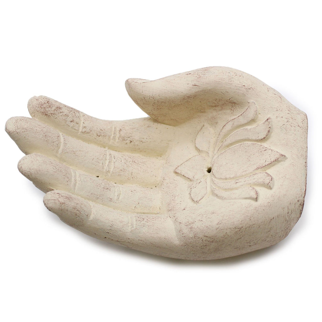 Lotus Hand Incense Burner in White – view 7