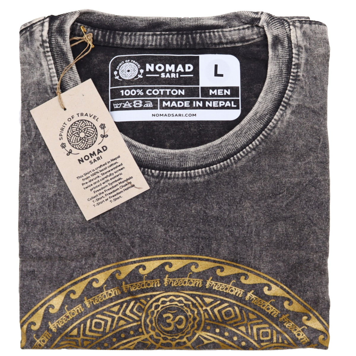Nomad Sari Stonewashed T-Shirt - Chakra - Dark Grey - Large