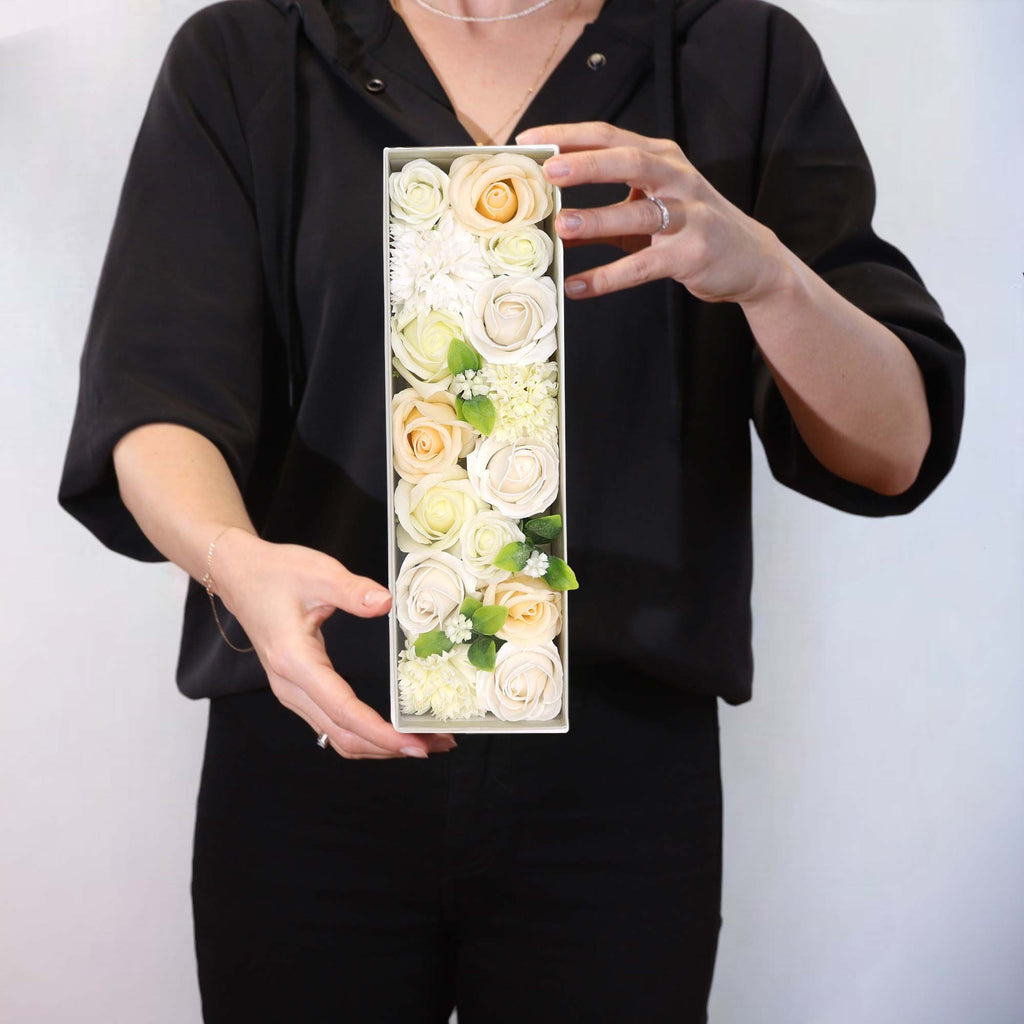 Long Soap Flower Gift Box - Wedding White & Ivory – view 5