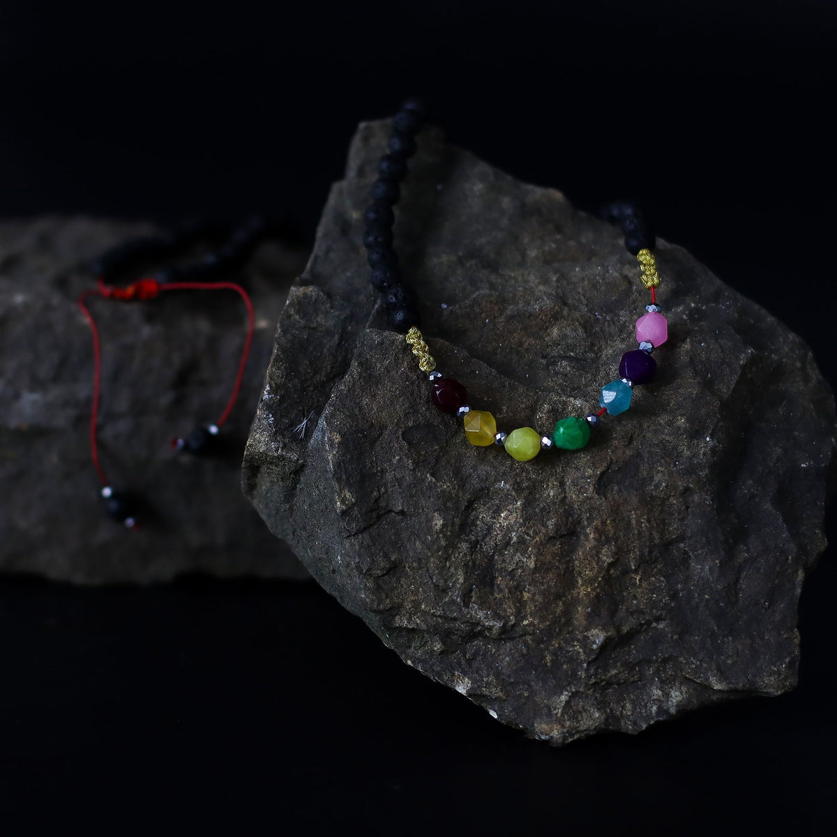 Chakra Lava Stone Necklace 42cm - Emotional Healing – view 5