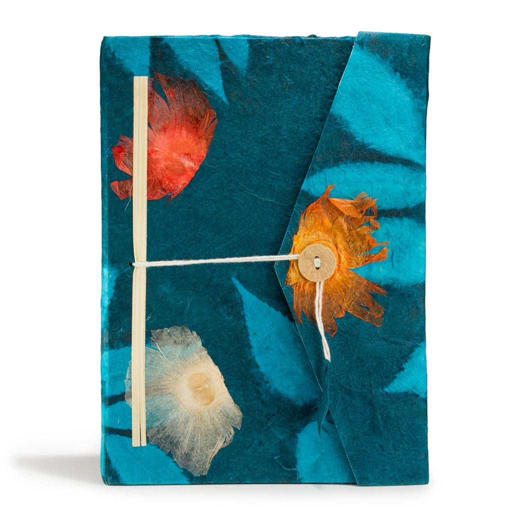 Lokta Bold Floral Notebook – Large – Midnight Blue