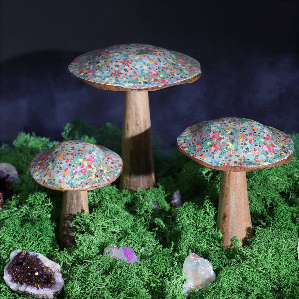 Mediterranean Tile Enamelled Mushroom - Small 10cm