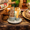 Ceramic Palo Santo & Smudge Holder, Lotus Flower, Blue