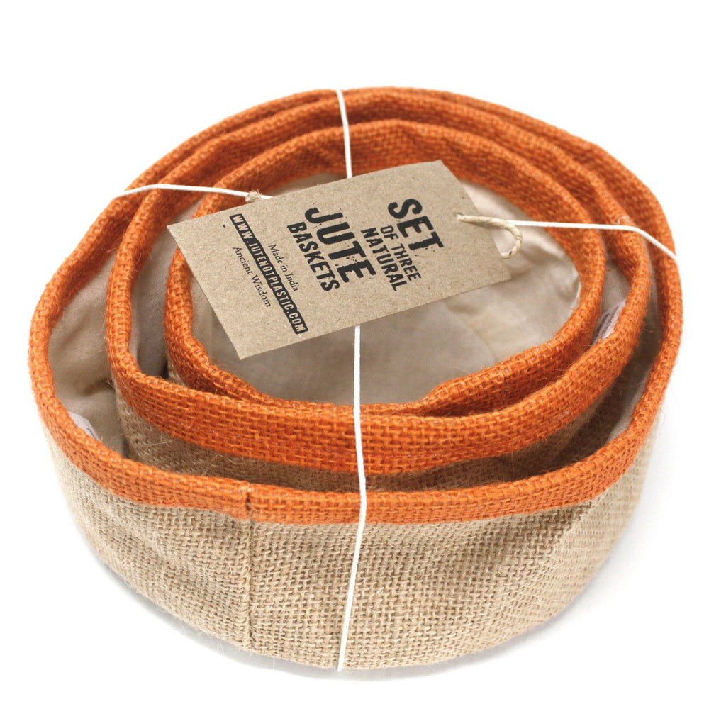 Set of 3 Natural Jute Baskets - Turmeric – view 3