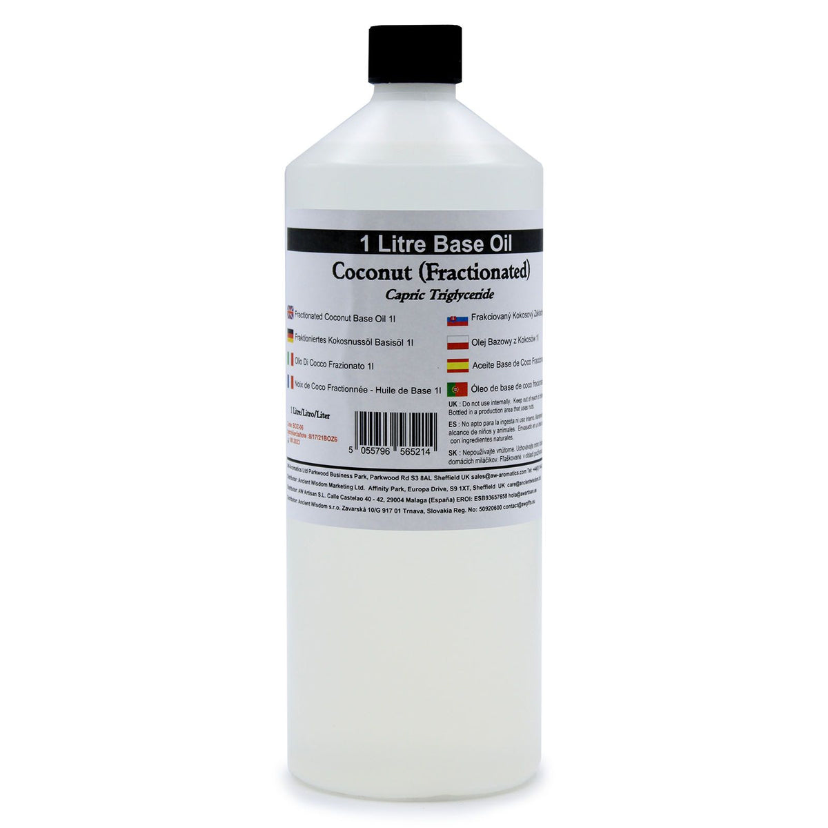 Fractionated Coconut Base Oil, 1 Litre Bottle