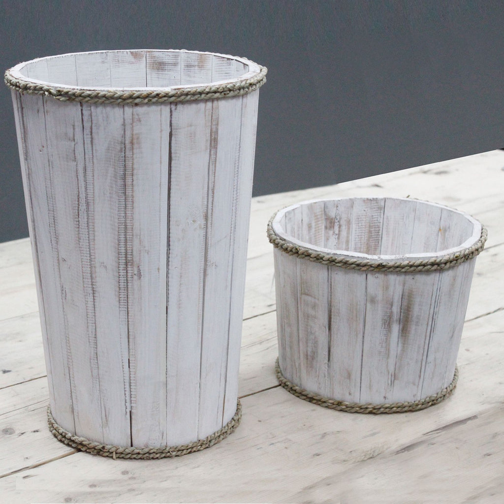 Large Nautical Storage Tub - Whitewash, 45 x 32 cm