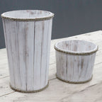 Large Nautical Storage Tub - Whitewash, 45 x 32 cm