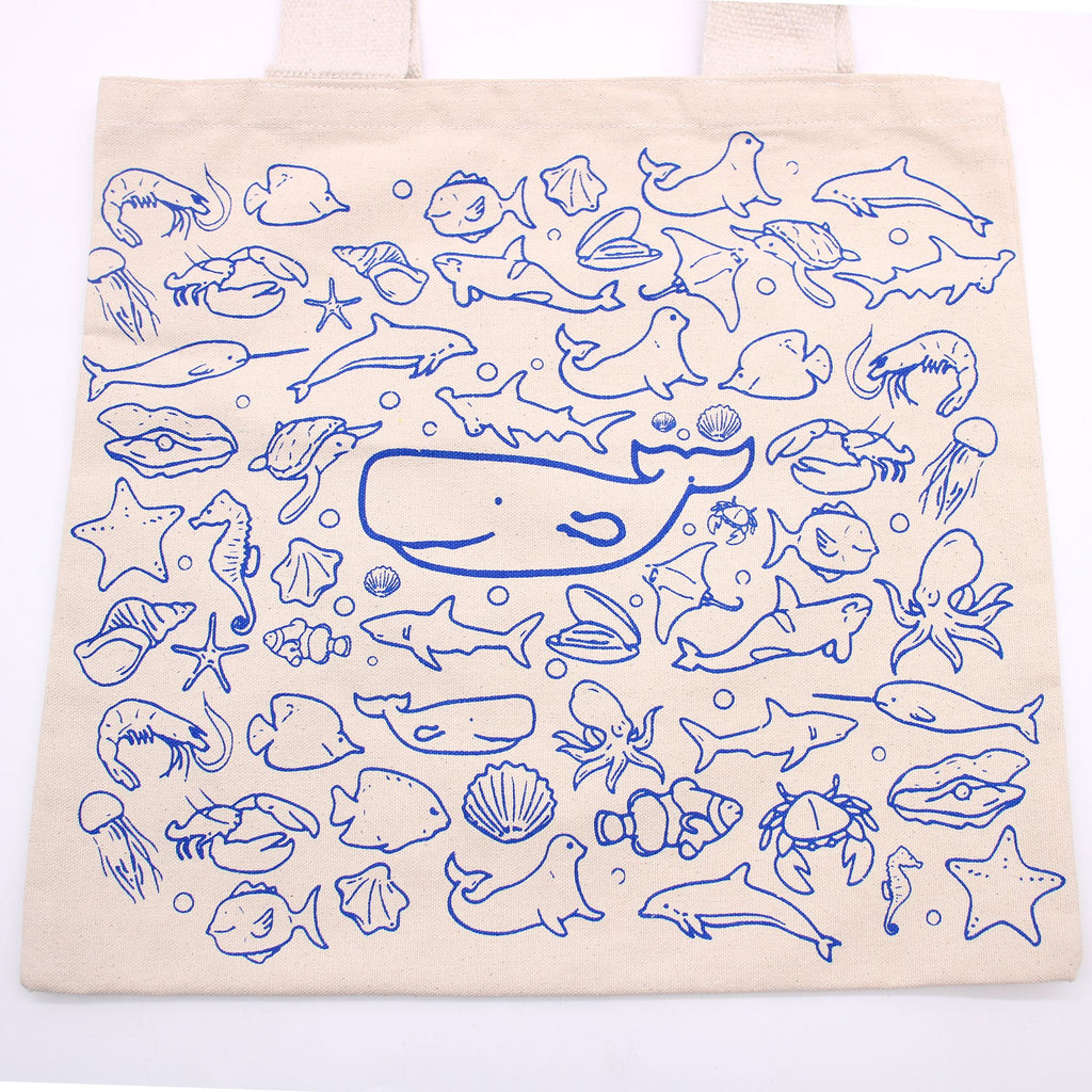 Big Cotton Shopping Bag 38x42cm Sea Life Print – view 6