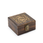 Mango Wood Carved Tea Box - 4 Compartments - 15x15x8cm – view 5