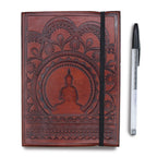 Small Vegetable Tanned Leather Notebook with Strap – Cosmic Goddess – view 4