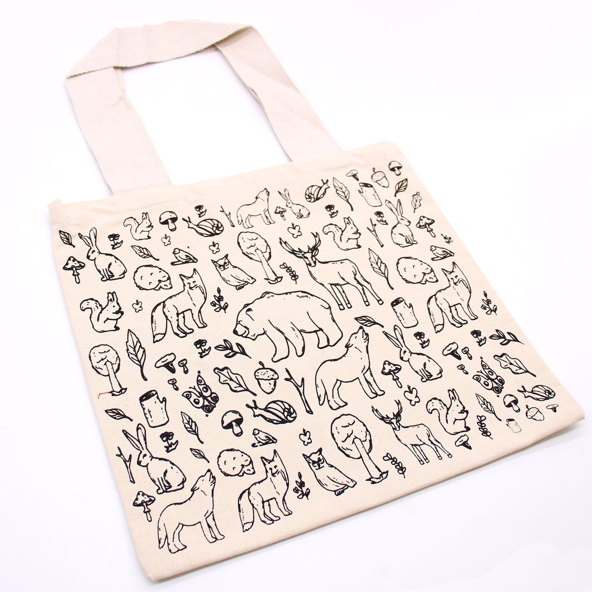 Big Cotton Shopping Bag 38x42cm Forest Life Print – view 3