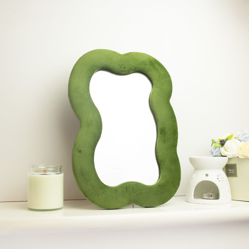 Squiggly Large Cloud Mirror - Moss Green - 33.4x23.5cm – view 2
