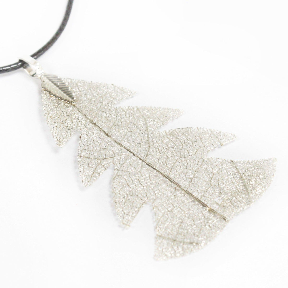 Festive Fir Real Leaf Necklace - Silver – view 6