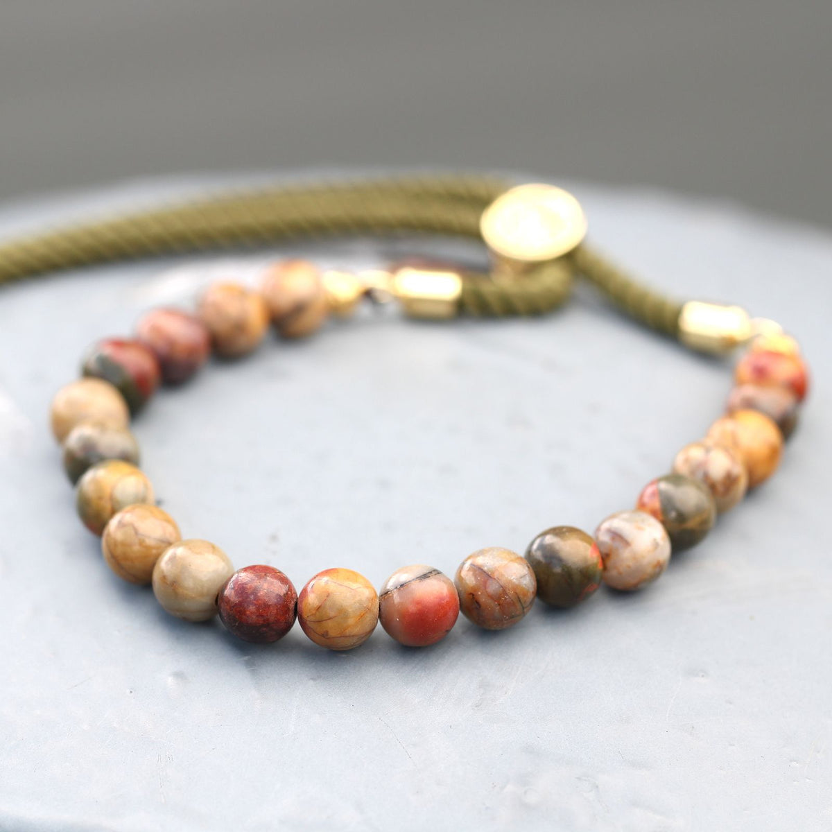 Picasso Jasper Gemstone Bracelet, Gold-Plated Sliding Toggle – view 7