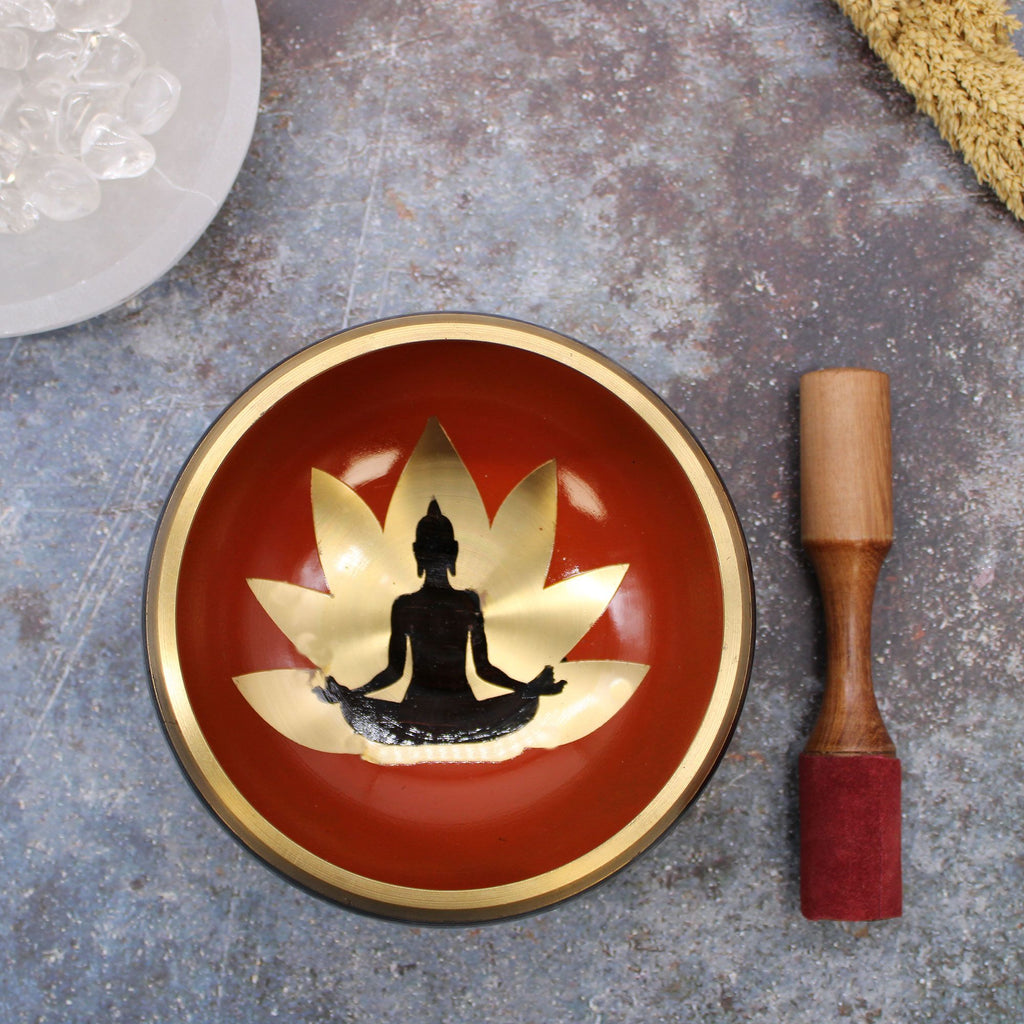 Large Buddha Singing Bowl Set - Black/Orange (14cm) – view 2