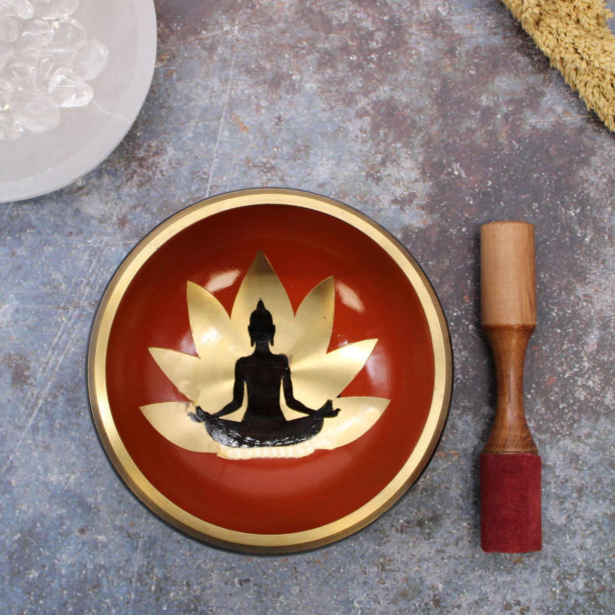 Large Buddha Singing Bowl Set - Black/Orange (14cm) – view 2